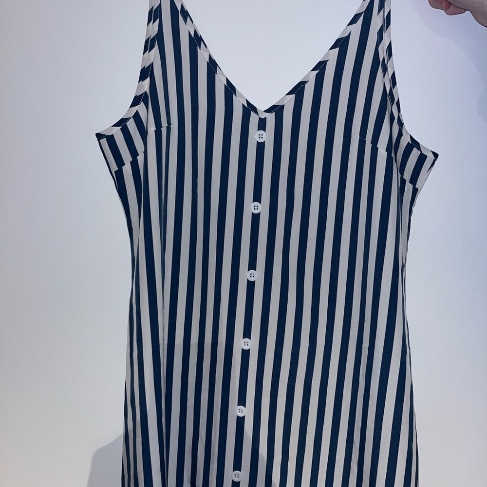 Striped Sleeveless Button-Down Dress